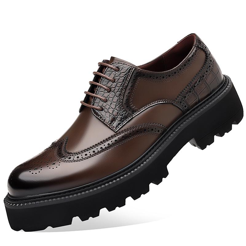 Fashion Fashion Thick Bottom Man Oxford Footwear Lace-Up Outdoor Male Shoes 2025 New Mens Brogue Casual Shoes Leather Men Business Shoes