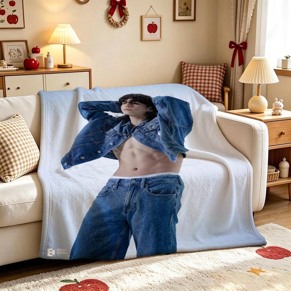 Stylish Man Yellow Jacket Portrait Pattern Blanket Warm Comfortable Fleece Blanket For Living Room Office Nap Lightweight Home Decor Halloween Gift