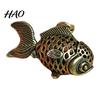 Brass Anti-fade Key Pendant Vividly Engraved Antique Hollow-carved Carp Keychain Ornament for Home Fish
