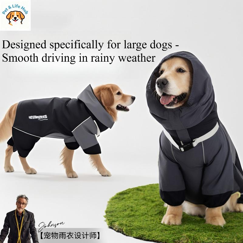 All-Inclusive Waterproof Dog Raincoat For Large Dogs, 4-Legs Full Body Pet Rain Jacket For Golden Retriever Border Collie