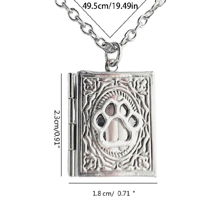 Dainty Book Locket Necklace Personalized Pendant Sweater Chain for Daily Wear