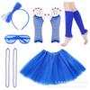 1980s Prom Cosplay Accessories Slatted Glasses Knitted Leg Warmers Lace Headband Wire Necklace Fishnet Gloves 6pc Set