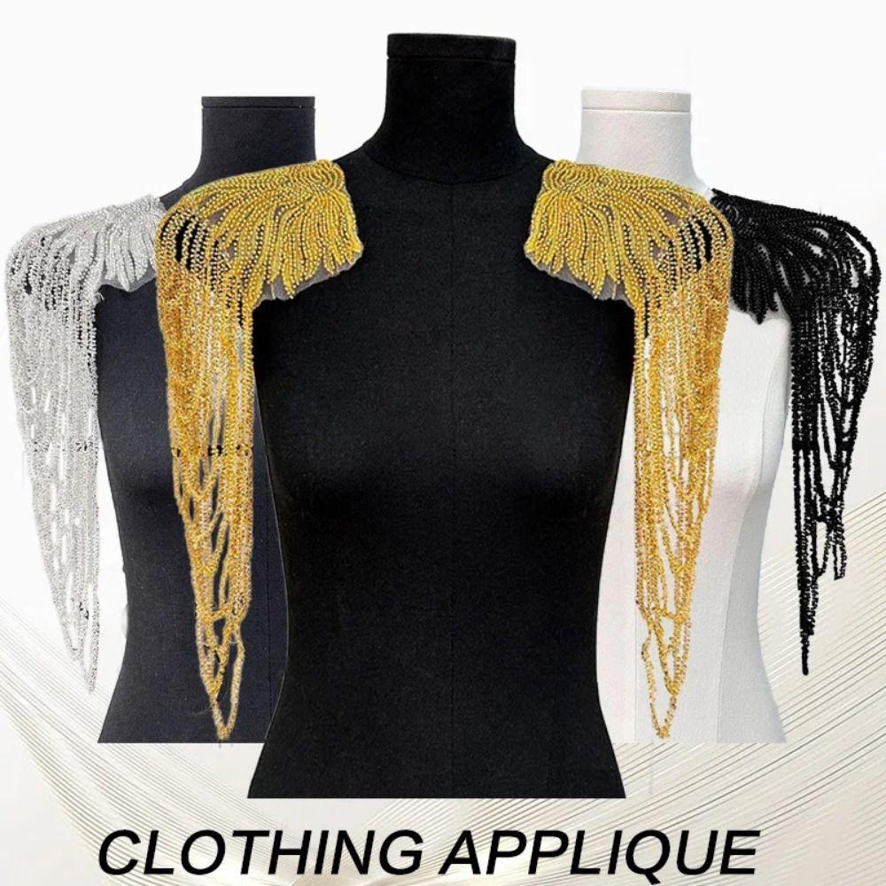 2Pcs Vintage Sequin Shoulder Ornaments DIY Sewing Patch Shoulder Applique  Party Costume