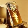 Golden butterfly plated glass phone case suitable for Samsung Galaxy S26 S25 S24 S23 S22 S20 FE/Ultra/Plus anti drop back cover