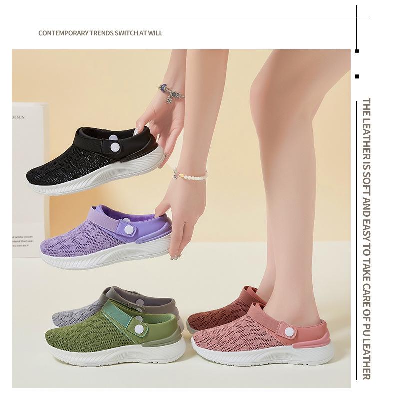 Women's Flyknit Breathable Closed-Toe Casual Mesh Slippers