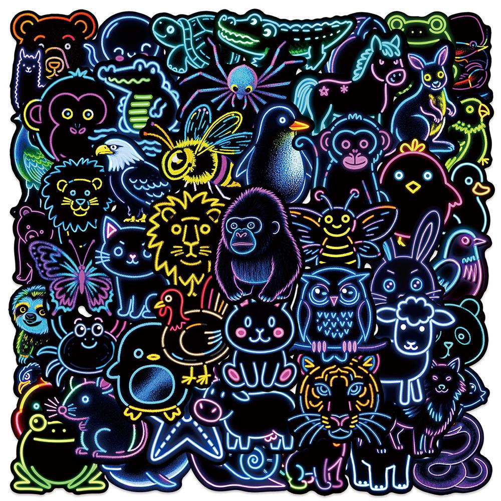 10/30/50pcs Funny Cute Neon Animal Graffiti Stickers Cartoon Toys Decals for Suitcase Notebook Laptop DIY Sticker Decoration
