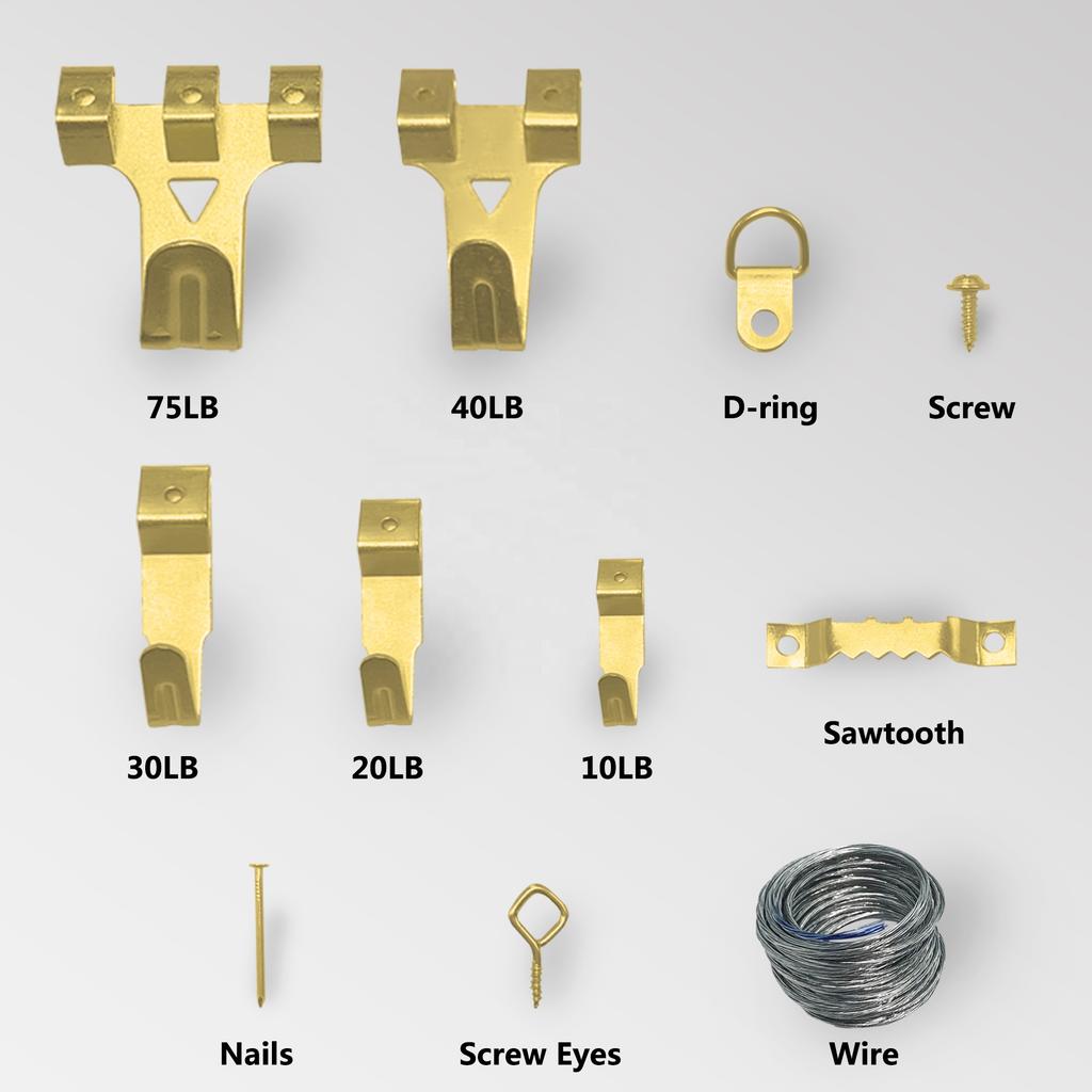 220 Stück OEM Eisen Messing Beschichtet Wandmontierte Foto Bild Haken & Aufhänger Aufhängung Sortiment Kit
