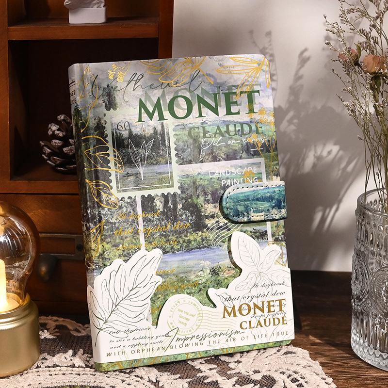 

Красивый ретро-блокнот, классический дизайн, картина маслом Моне, цветная страница, иллюстрация, твердый переплет, дневник, студенческий блокнот