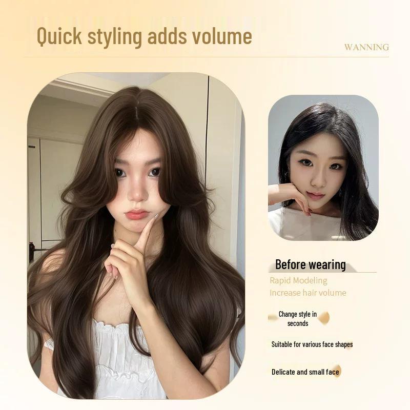 Women's Long Curly Lace Front Wig, Middle Part, Fluffy Daily Wear