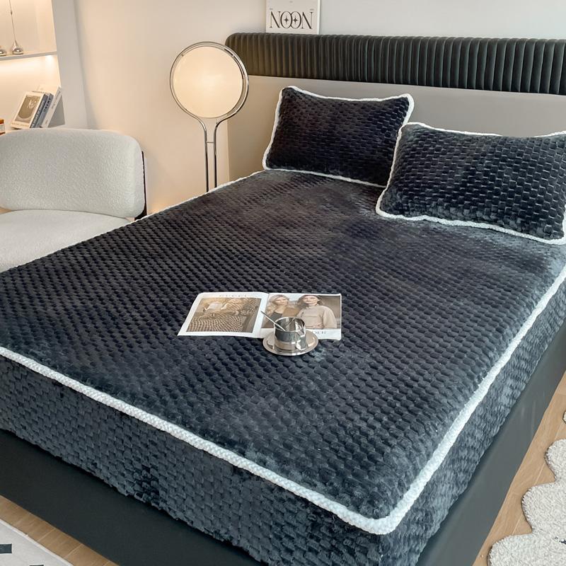 1ks Plain Bed Cover Teplé prostěradlo pro zimní fundas de colchón Elastické prostěradla Plyšové chrániče matrací(Žádný povlak na polštář)