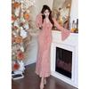 Women's V-Neck Lace Flare Long Sleeve Dress - Slimming Spicy Girl Style, New Autumn/Winter Collection