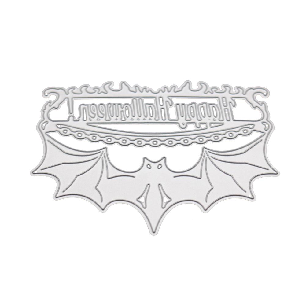 Happy Halloween Bat Frame Metal Silvery Stencil Embossing Cutting Dies For Diy Scrapbooking Paper Album Cards Making