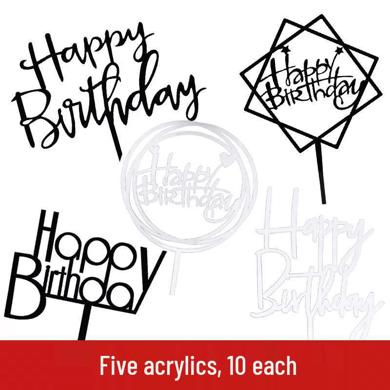 50-Pack Acrylic 'Happy Birthday' Cake Toppers - Popular Party Decorations with Free Shipping