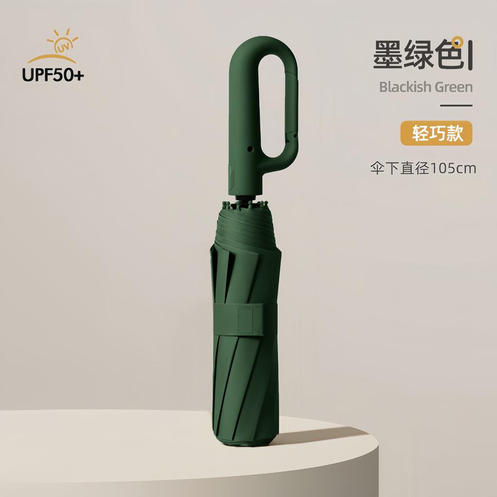 Fully automatic UV vinyl parasol, one-click open and close three-fold umbrella, UV-proof portable advertising umbrella