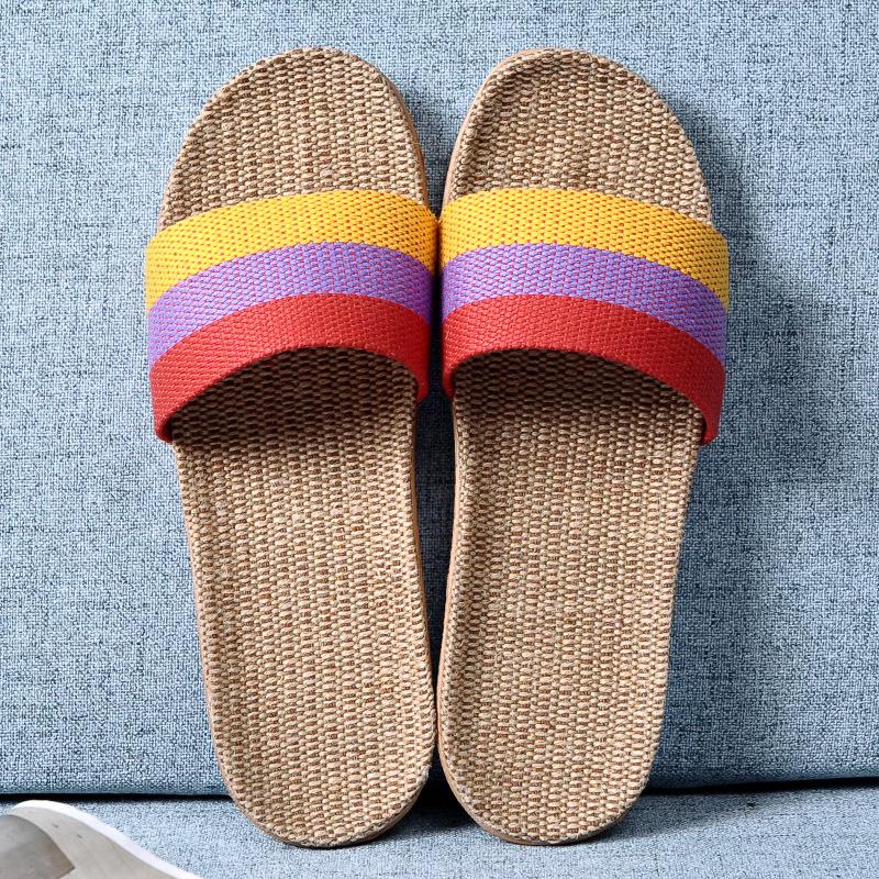 Cotton and Linen Non-Slip Home Slippers for Men and Women – Indoor Summer Slippers with Thick Bottom for Wooden Floors.
