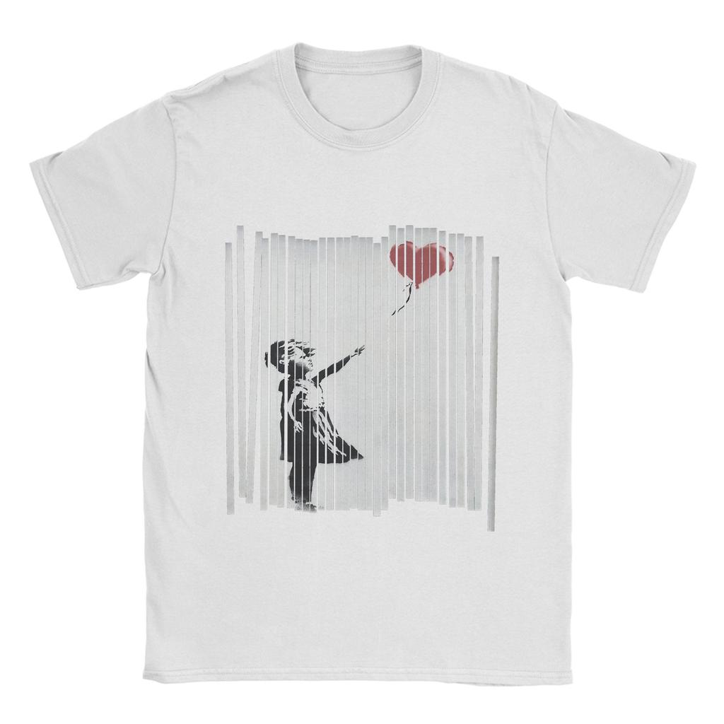 Banksy T-Shirt Sommer Zerrissenes Ballonmädchen Neuheit T-Shirts Herren Reine O-Ausschnitt Übergröße Kleidung Kurze Ärmel Lustiges T-Shirt