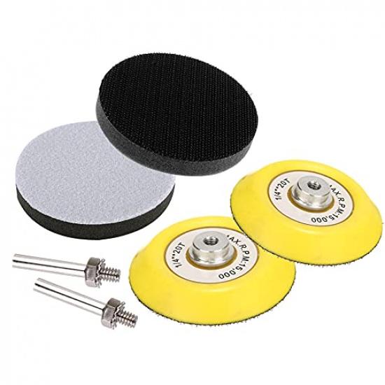 Yakamoz 2 Pack 3-Inch Hook And Loop Sanding Backing Pad With 1/4 Inch Shank And Soft Foam Layer Buffering Pad Polishing Tool Kit For Drill Air Die
