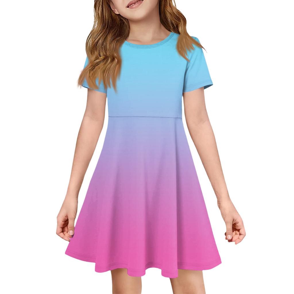 Mädchen Sommerkleid Farbe & Muster Kurzarmkleid Mit Tasche Freizeitkleid Kurze Ärmel Partykleid Ostertag