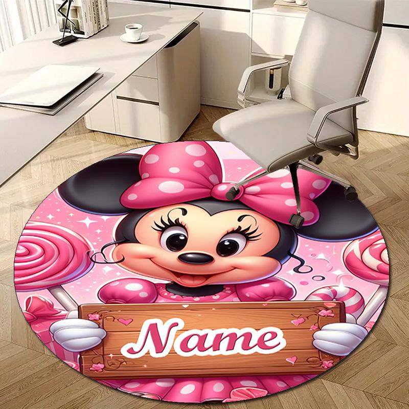 Personalized M-Minnie Round Chair Office Rug - Perfect for Mat, Office Chair & More - Ideal Gift for Birthdays and Holidays