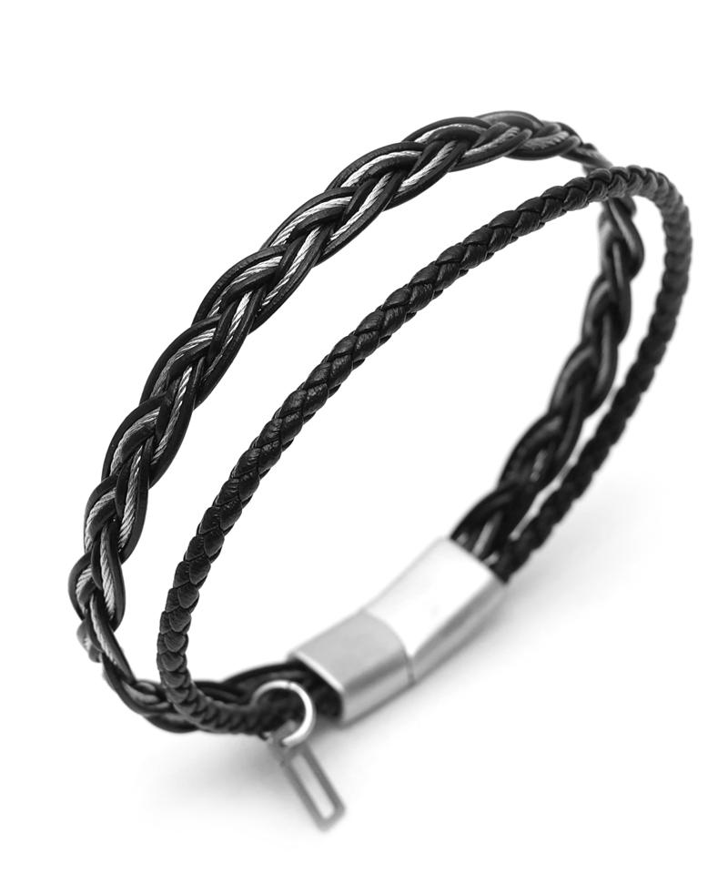 Blancier Tenèvre Bm268B1299 Wire Layered Cowhide Bracelet