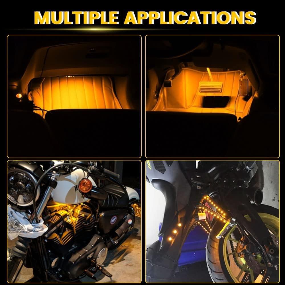 E-Bright Amber/Yellow Led Strip Lights for Cars 5050 SMD Waterproof Golf Amber