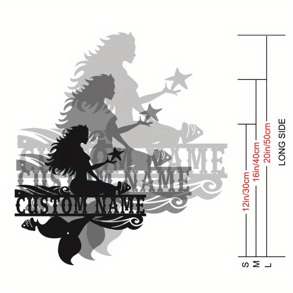 Personalized Mermaid Metal Wall Art Custom Decor Unique Hanging Accent