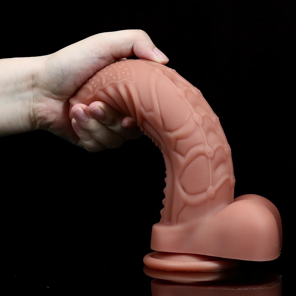 Silica Gel Realistic Dildos for Women Skin Sliding Foreskin Testicles Dildo Anal Vaginal Stimulation Strap on Big Penis Sex Toys For