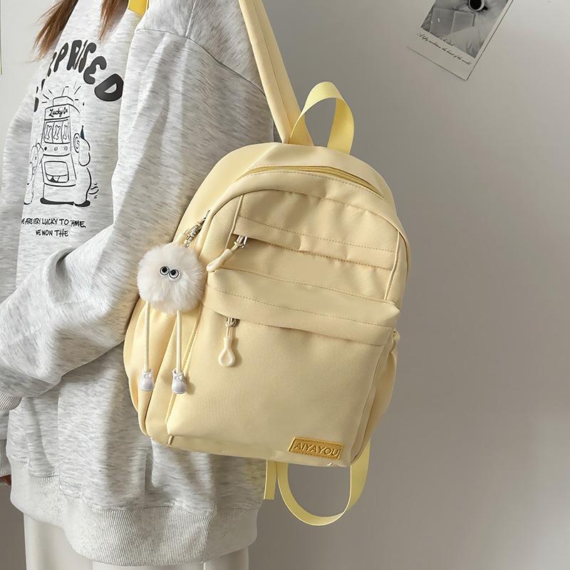 Leisure campus solid color high school student schoolbag new small fresh nylon travel backpack outside