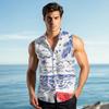 Men's Fashion Printed Sleeveless Lapel Button-Down Shirt Vest Top