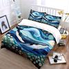 Whale, Waves, Flowers, Stars Print Bedding Set 1 Duvet Cover 2 Pillowcases for Adult and Children Luxury Gift Full Size