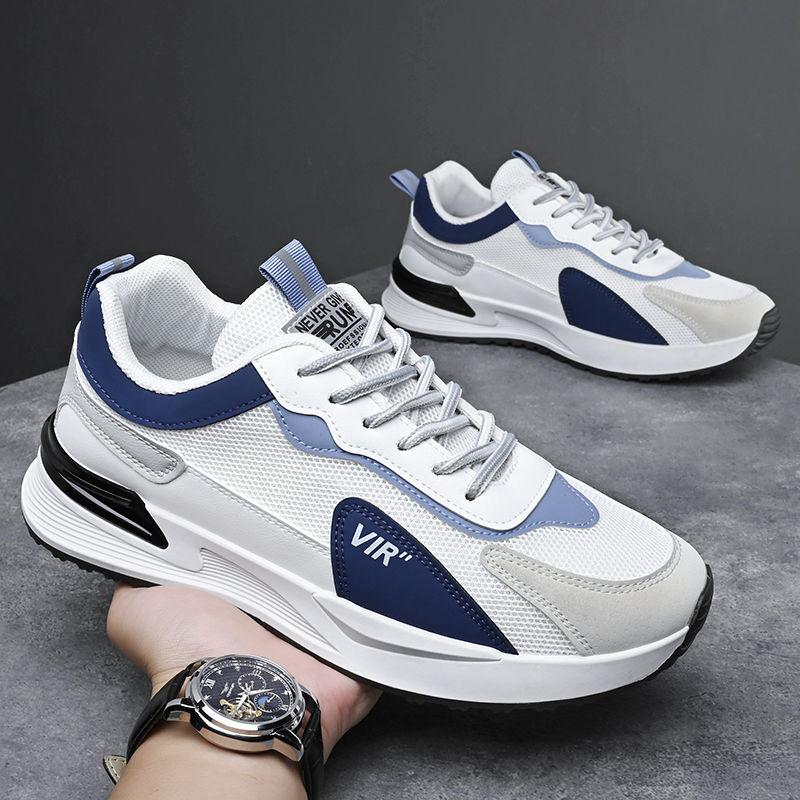 Four Seasons Mesh Men's Shoes Leather Lace-Up Men's Casual Shoes Low Top Platform Running Shoes Men's Fashion Sneakers