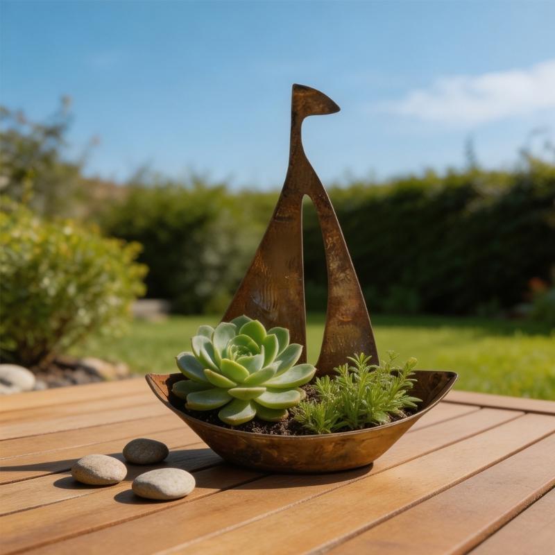 Iron Boat Flowerpot Open Flower Vase Arrangement Accessories Plant Container Balcony Plant Tabletop Decoration