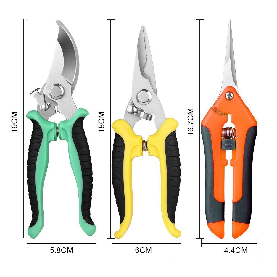 3PC Professional Garden Scissors for Branch Trimming Fruit Tree Pruning Heavy Duty Household Gardening Shears Stainless Steel