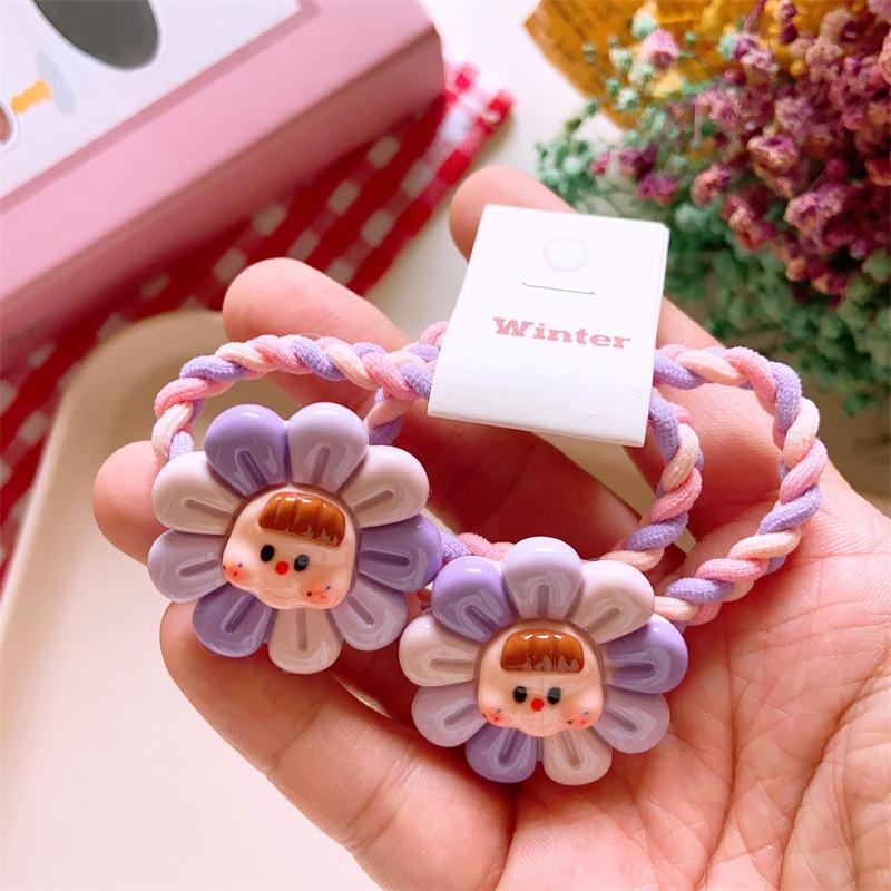 

2 шт. новые милые красочные цветы девушки эластичные резинки для волос детские принцессы аксессуары для волос детские резинки для волос головные уборы фиолетовый