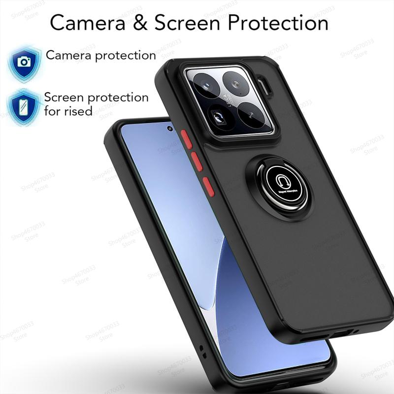 Matte Armor Magnetic Phone Case For Xiaomi 15 14T 14 13T 13 12T Pro 14 13 Ultra Ring Holder Cover For Xiaomi 13 12 11 Lite Funda