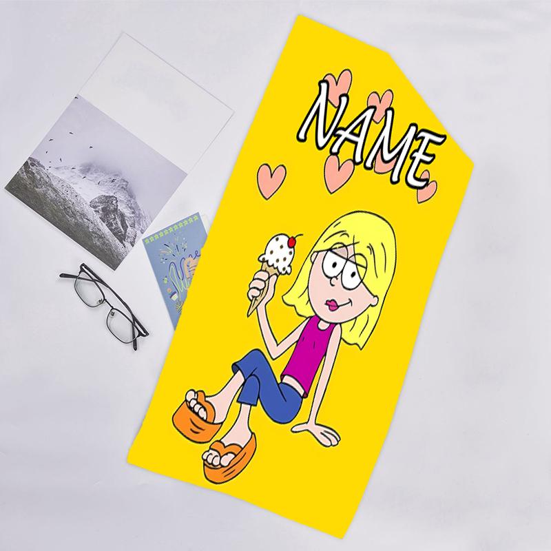 1pc Lizzie McGuire Y Sus Locuras2 Beach Towel with Custom Name, Beach/Swimming/Bath/Picnic/Camping Towel, Suitable for Seaside Beaches