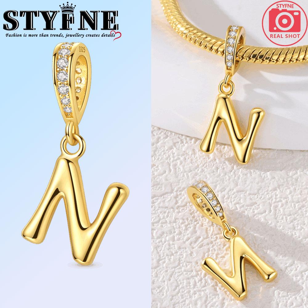Fit Original Bangle Bracelet Diy A-Z Alphabet Charms Bead Copper Zircon Love Letter Dangle Pendant Jewelry Gift