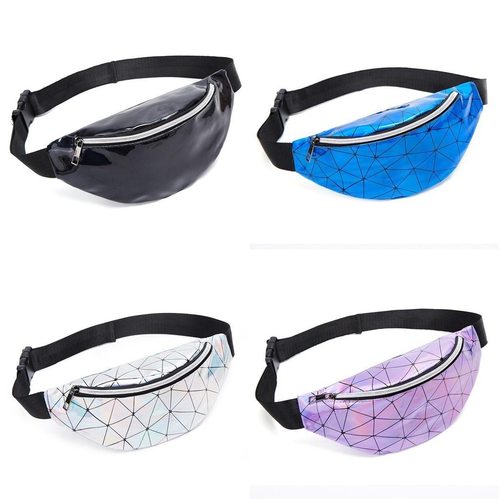 Sleek Geometric Holographic Waist Bags For Women Durable And Stylish Belt Packs