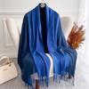 Fashion Solid Cashmere Warm Scarf for Women New Design Pashmina Winter Double Color Shawl Wraps Bufanda Tassel Blanket Poncho
