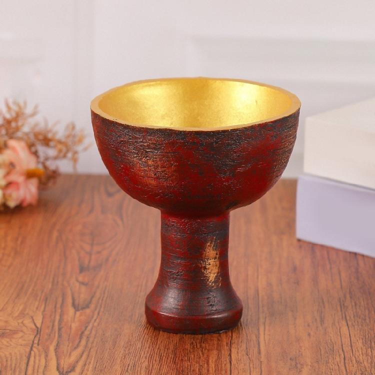 Wide Opening Resins Vase, Medieval Gothic Pedestal Chalice Goblet Decors for Desktop Accent Styling, Mantels Layering, and Florals Display Use