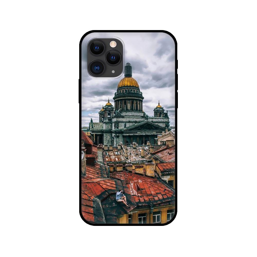 Black tpu case for iphone 5 5s se 2020 6 6s 7 8 plus x 10 XR XS 11 12 mini pro MAX back Russian Moscow Saint Petersburg