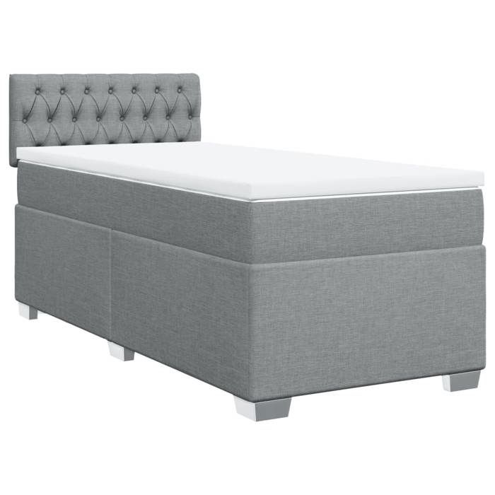 Maison Exclusive - Sommier à lattes de lit et matelas Gris clair 90x190 cm Tissu