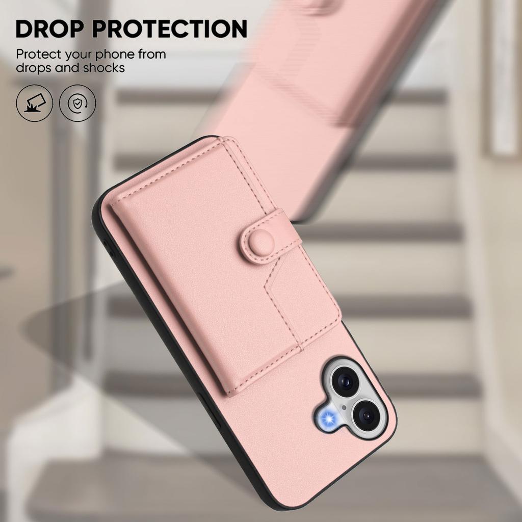 For iPhone 17 Case RFID Blocking Card Holder Kickstand TPU + PU Leather Phone Back Cover