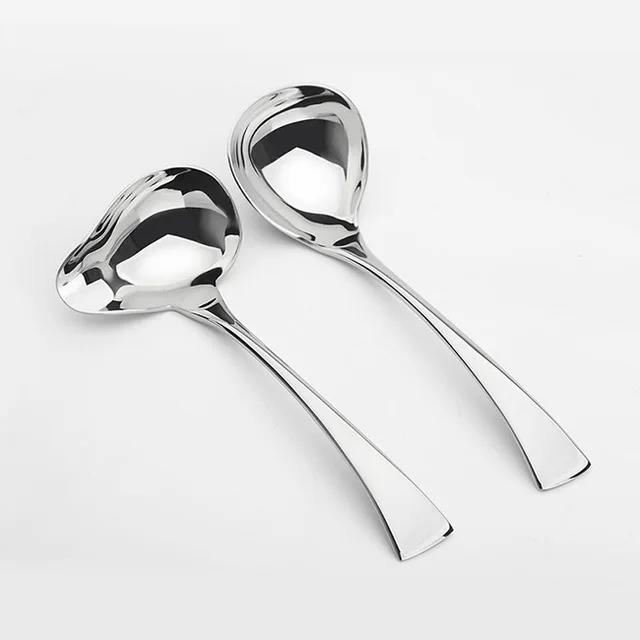 304 Stainless Steel Kitchen Cooking Sauce Drizzle Spoon with Spout, Long Handle Serving Soup Spoon