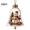 Miniature Holiday Scene Hanging Balls 3D Christmas Bell Ornament, Winter Clear Decoration with Santa Reusable Festival Ornaments Snowman Reindeer