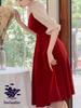 Babestar Party Size Perfect for and Dress, Lace, Knee-Length, Sleeved, Red, 5/8 Sleeves, L, Elegant, Cute, Slimming, Elegant, Stylish, Flattering,