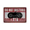 Vintage Game Zone Tin Sign  Gamer At Work Warning Metal Wall Decor for Home Club Game Room Man Cave