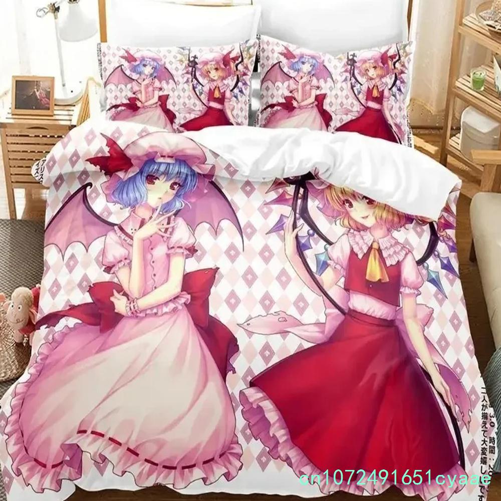 3D Touhou Project Remilia Scarlet Bedding Set Cartoon Anime Adult Kid Bedroom Duvet Cover Sets 3D Kawaii Girls