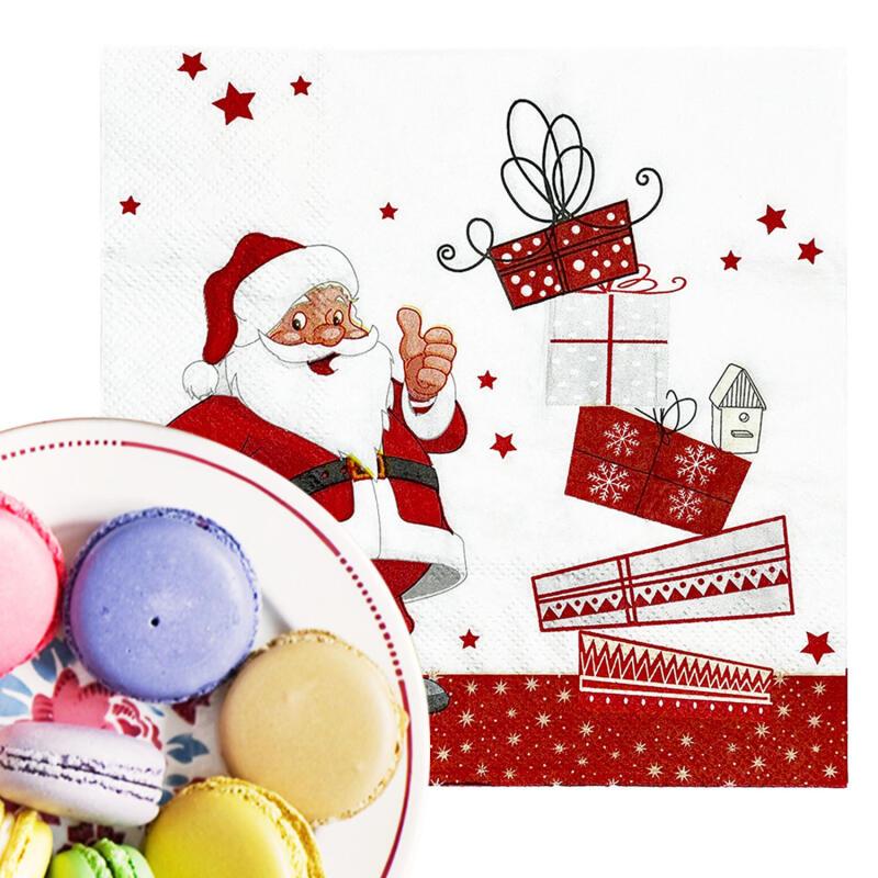 20-100Pcs Christmas Paper Napkins Snowman Santa Disposable Cocktail Napkins for Holiday Christmas Party Decorations