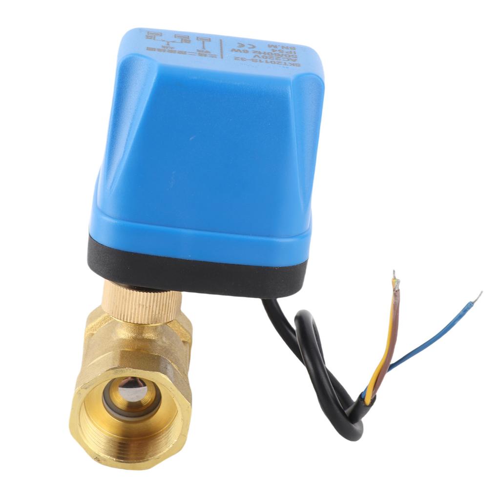 Electric Ball Valve 2‑Way 3‑Wire 2‑Control IP54 Protection Synchronous Motor Blue AC220V